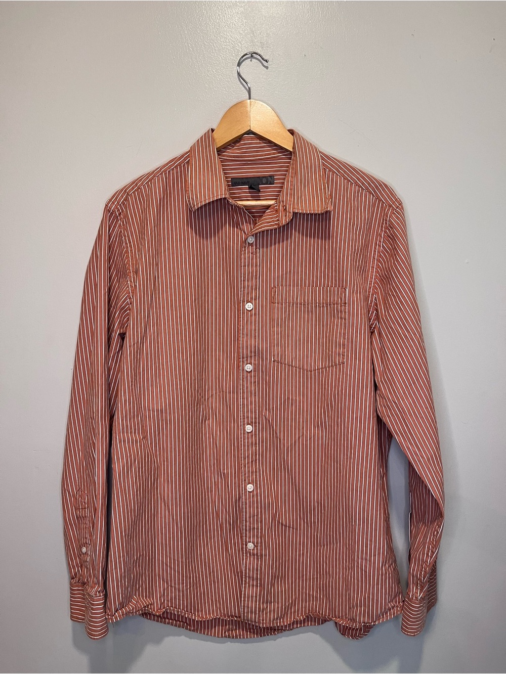 Old Navy Rust-Striped Button-Up Dress Shirt